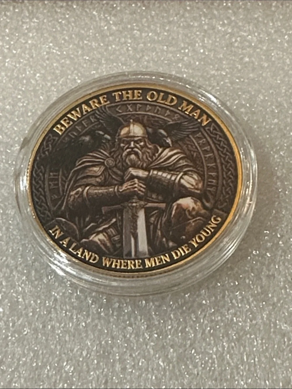 Viking Warrior Challenge Coin - Bronze and Gold Tone